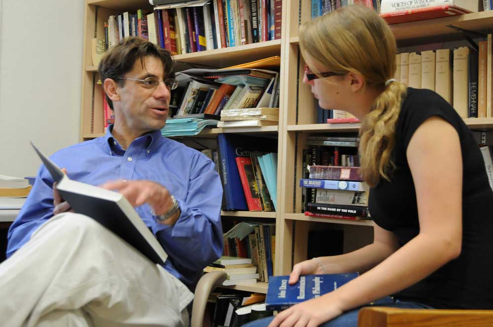 Professor Stephen Stern with a student